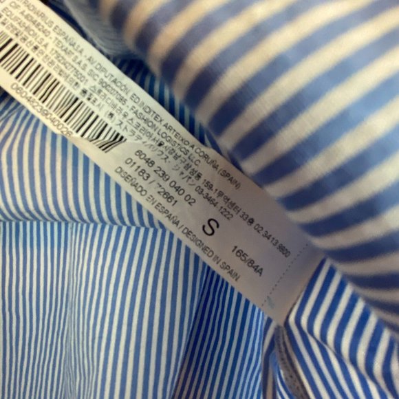 STRADIVARIUS Seersucker Summer Striped Lace Up Tank Top Nautical Blouse Size S - Picture 6 of 9